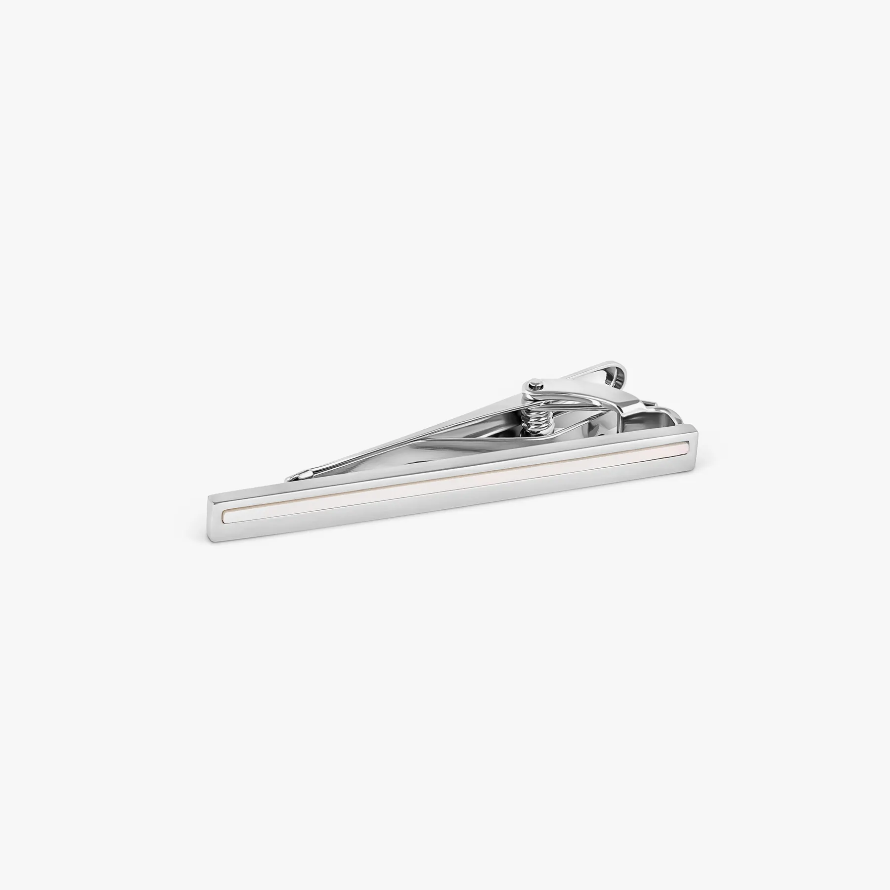 Thompson Medio Pulido Tie Clip In White Bronze Plated Base Metal With White Mother Of Pearl