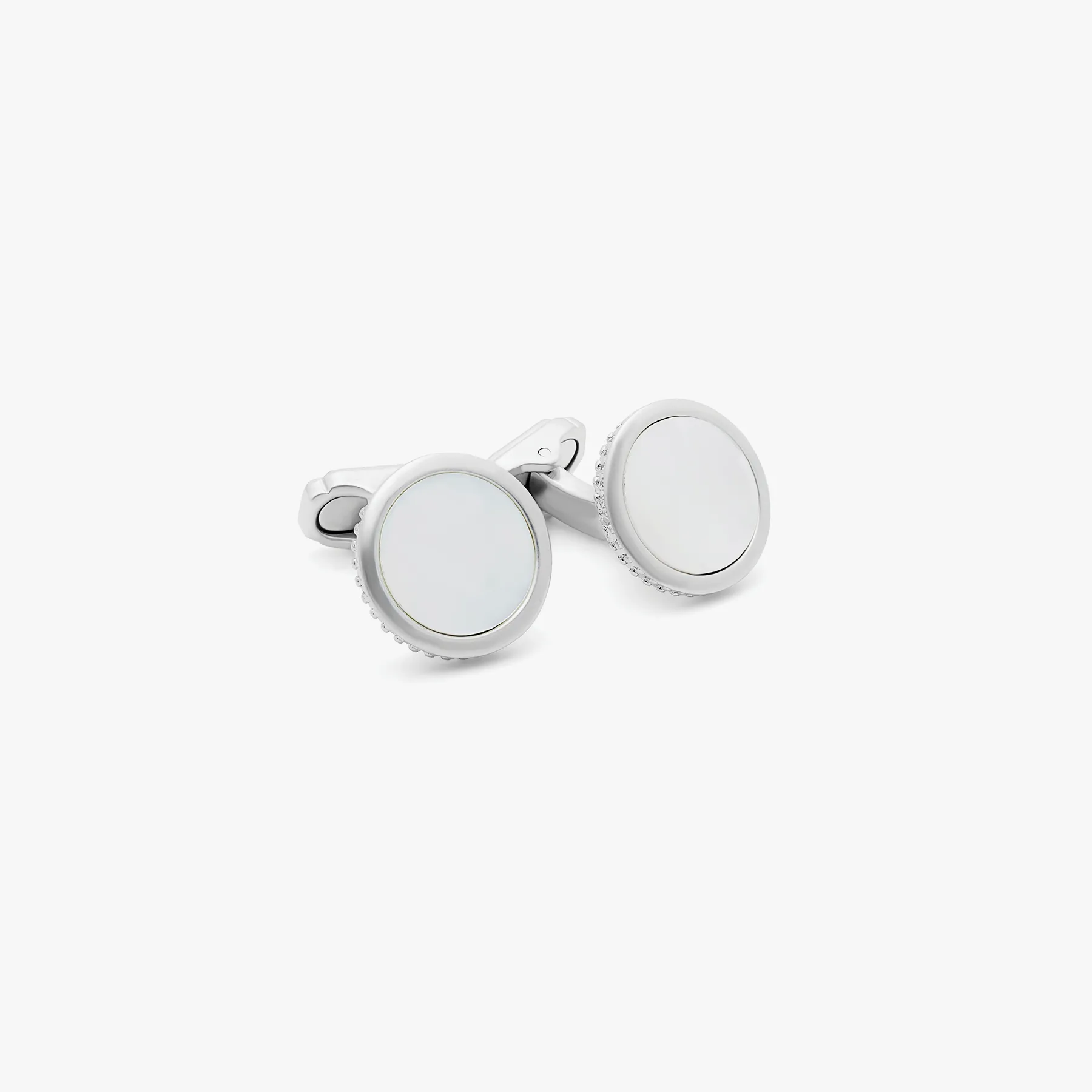 THOMPSON Satin Round cufflinks in white