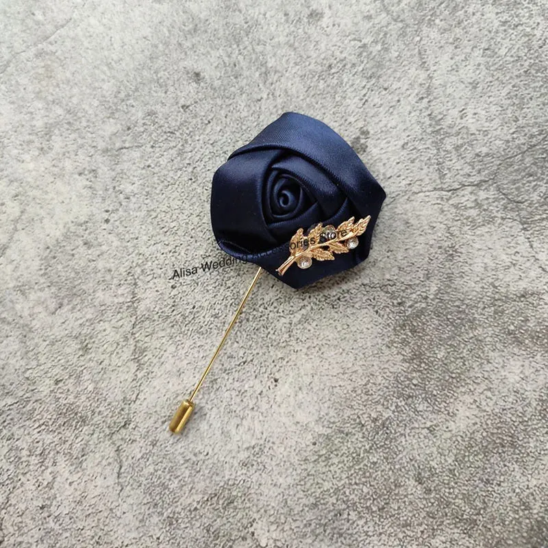 Time-limited sale Beautiful Silk Men Flowers Mariage Accessories Boutonniere Lapel Roses Brooch Wedding Suit Corsage Buttonhole Pins Leaves Women Gold Groom