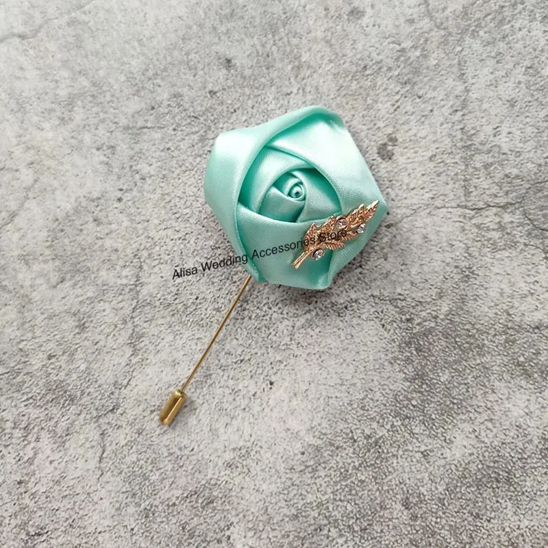 Time-limited sale Beautiful Silk Men Flowers Mariage Accessories Boutonniere Lapel Roses Brooch Wedding Suit Corsage Buttonhole Pins Leaves Women Gold Groom