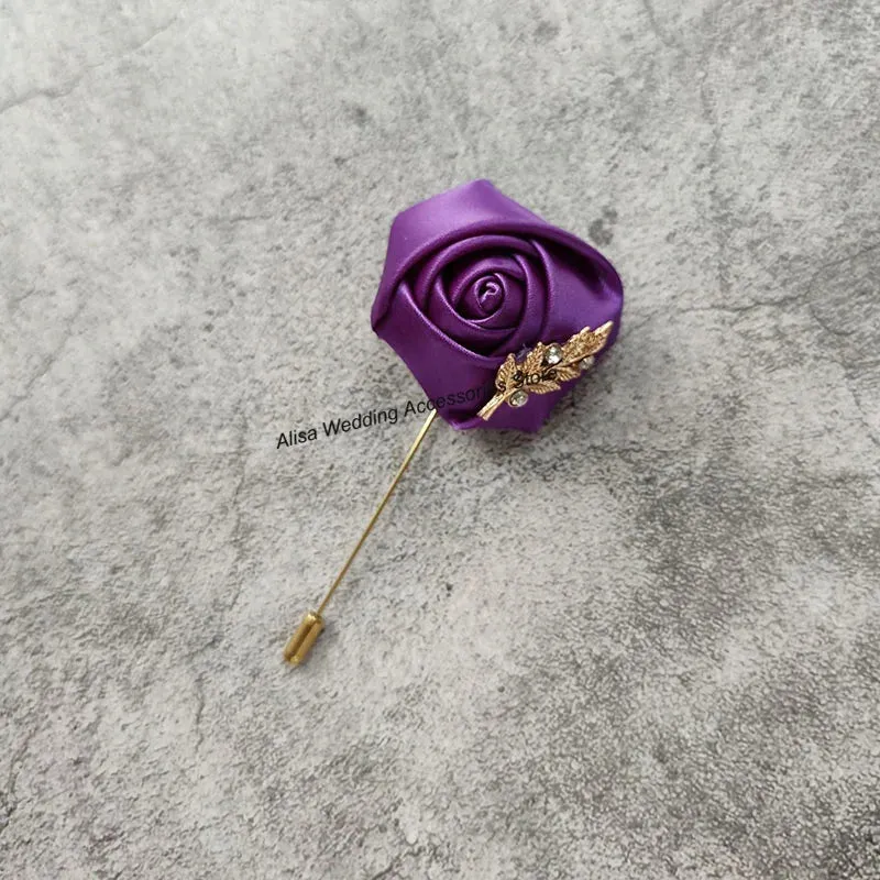 Time-limited sale Beautiful Silk Men Flowers Mariage Accessories Boutonniere Lapel Roses Brooch Wedding Suit Corsage Buttonhole Pins Leaves Women Gold Groom