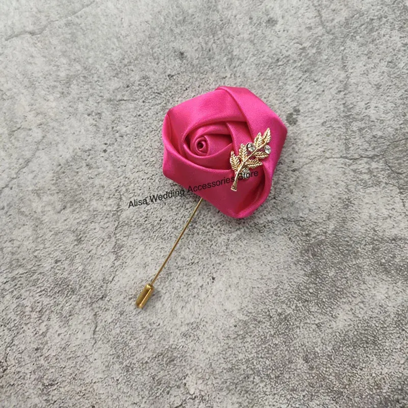 Time-limited sale Beautiful Silk Men Flowers Mariage Accessories Boutonniere Lapel Roses Brooch Wedding Suit Corsage Buttonhole Pins Leaves Women Gold Groom