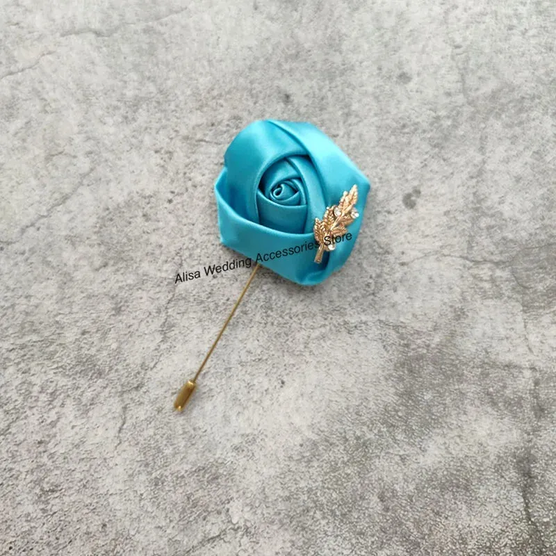 Time-limited sale Beautiful Silk Men Flowers Mariage Accessories Boutonniere Lapel Roses Brooch Wedding Suit Corsage Buttonhole Pins Leaves Women Gold Groom