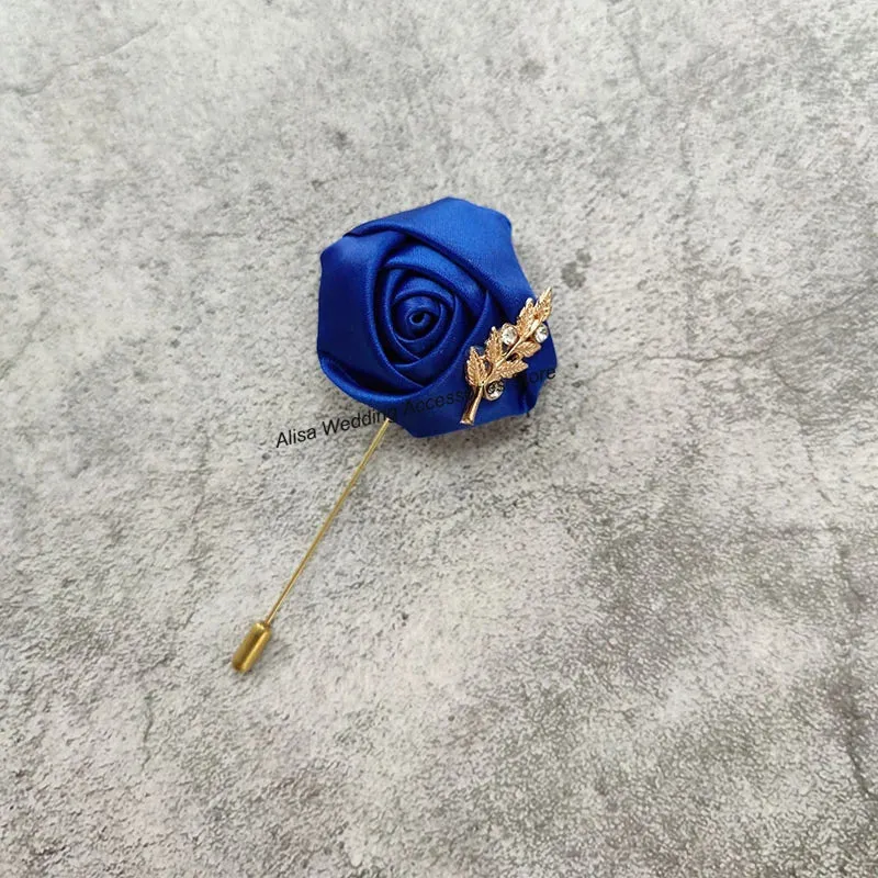 Time-limited sale Beautiful Silk Men Flowers Mariage Accessories Boutonniere Lapel Roses Brooch Wedding Suit Corsage Buttonhole Pins Leaves Women Gold Groom