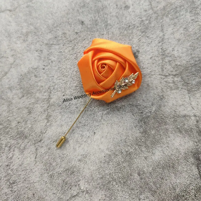 Time-limited sale Beautiful Silk Men Flowers Mariage Accessories Boutonniere Lapel Roses Brooch Wedding Suit Corsage Buttonhole Pins Leaves Women Gold Groom