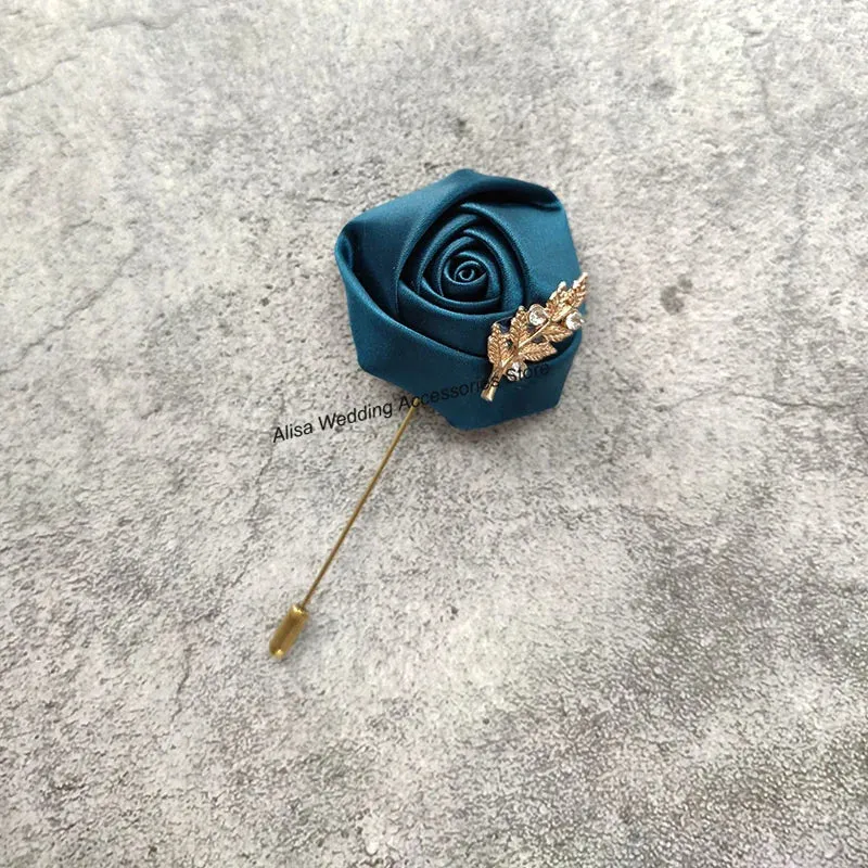 Time-limited sale Beautiful Silk Men Flowers Mariage Accessories Boutonniere Lapel Roses Brooch Wedding Suit Corsage Buttonhole Pins Leaves Women Gold Groom