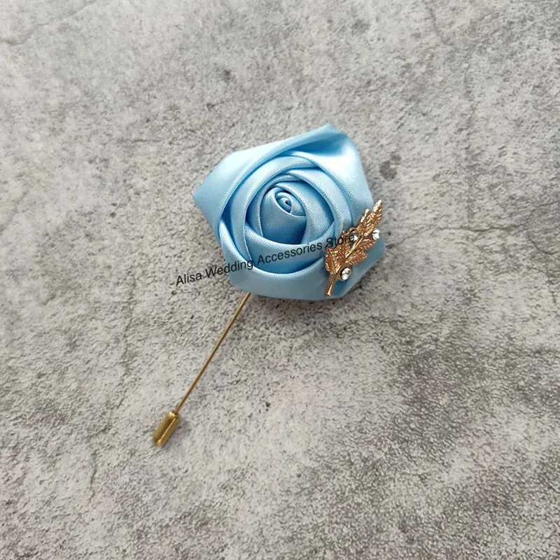 Time-limited sale Beautiful Silk Men Flowers Mariage Accessories Boutonniere Lapel Roses Brooch Wedding Suit Corsage Buttonhole Pins Leaves Women Gold Groom