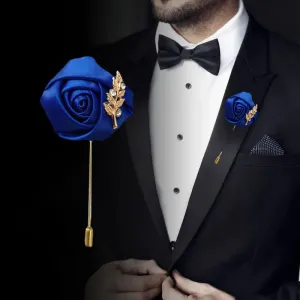 Time-limited sale Beautiful Silk Men Flowers Mariage Accessories Boutonniere Lapel Roses Brooch Wedding Suit Corsage Buttonhole Pins Leaves Women Gold Groom