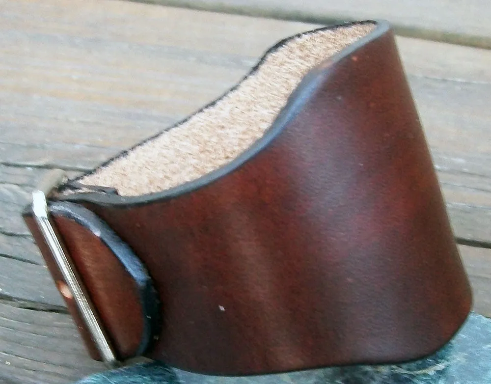 Two Inch Wide Leather Wristbands | Adjustable