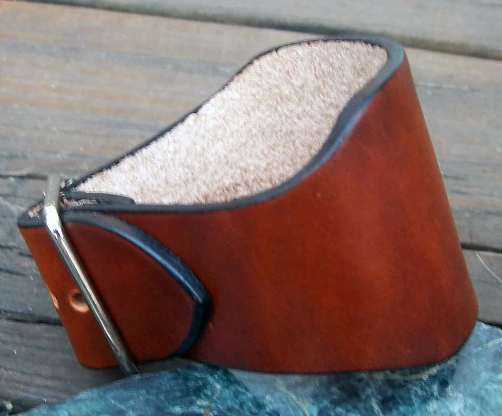 Two Inch Wide Leather Wristbands | Adjustable