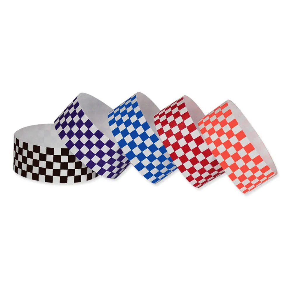 Tytan-Band® Expressions Tyvek Wristbands 1" Checkerboard Design TX03 (500/Pack)
