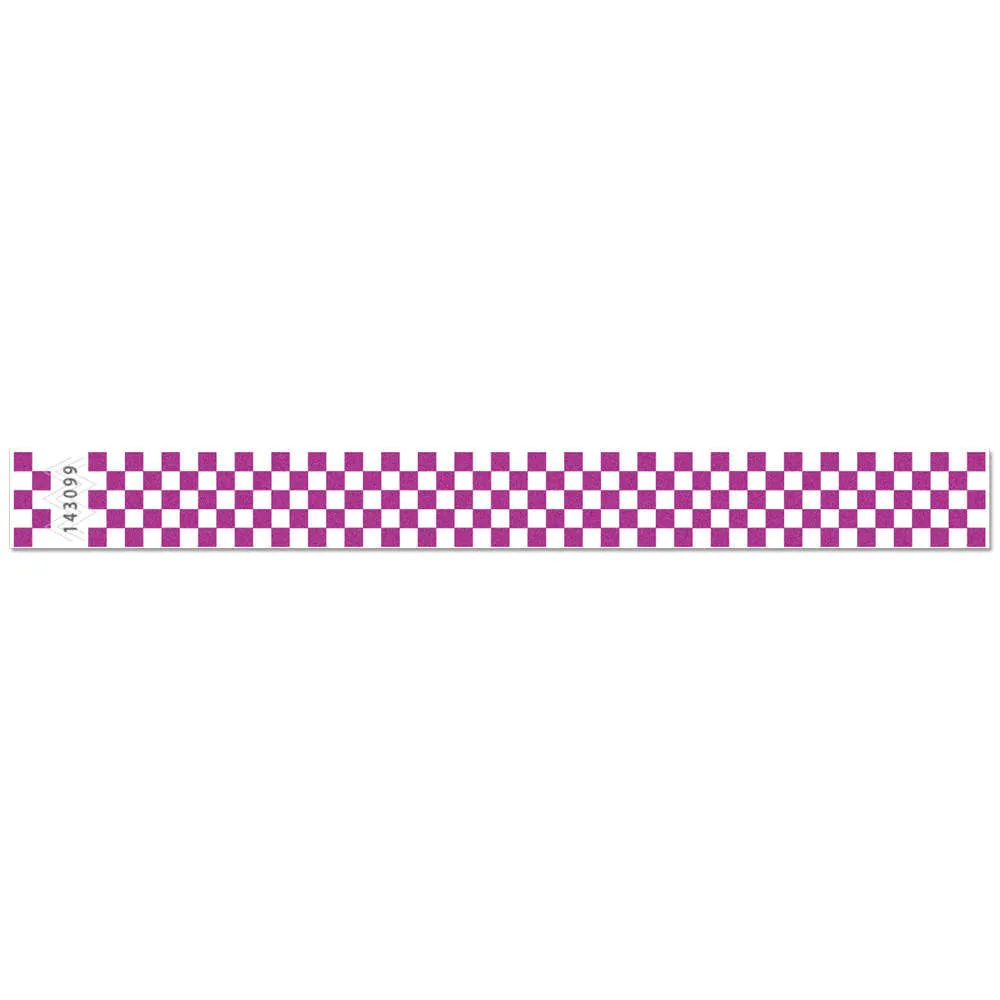 Tytan-Band® Expressions Tyvek Wristbands 1" Checkerboard Design TX03 (500/Pack)
