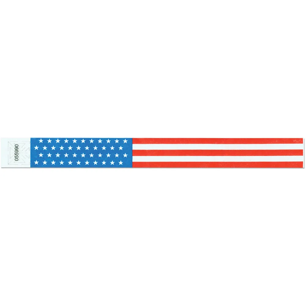 Tytan-Band® Expressions Tyvek Wristbands 1" Stars & Stripes Design TX10 (500/Pack)