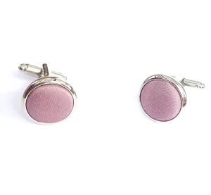 Vintage Mauve Satin Silver Cufflinks
