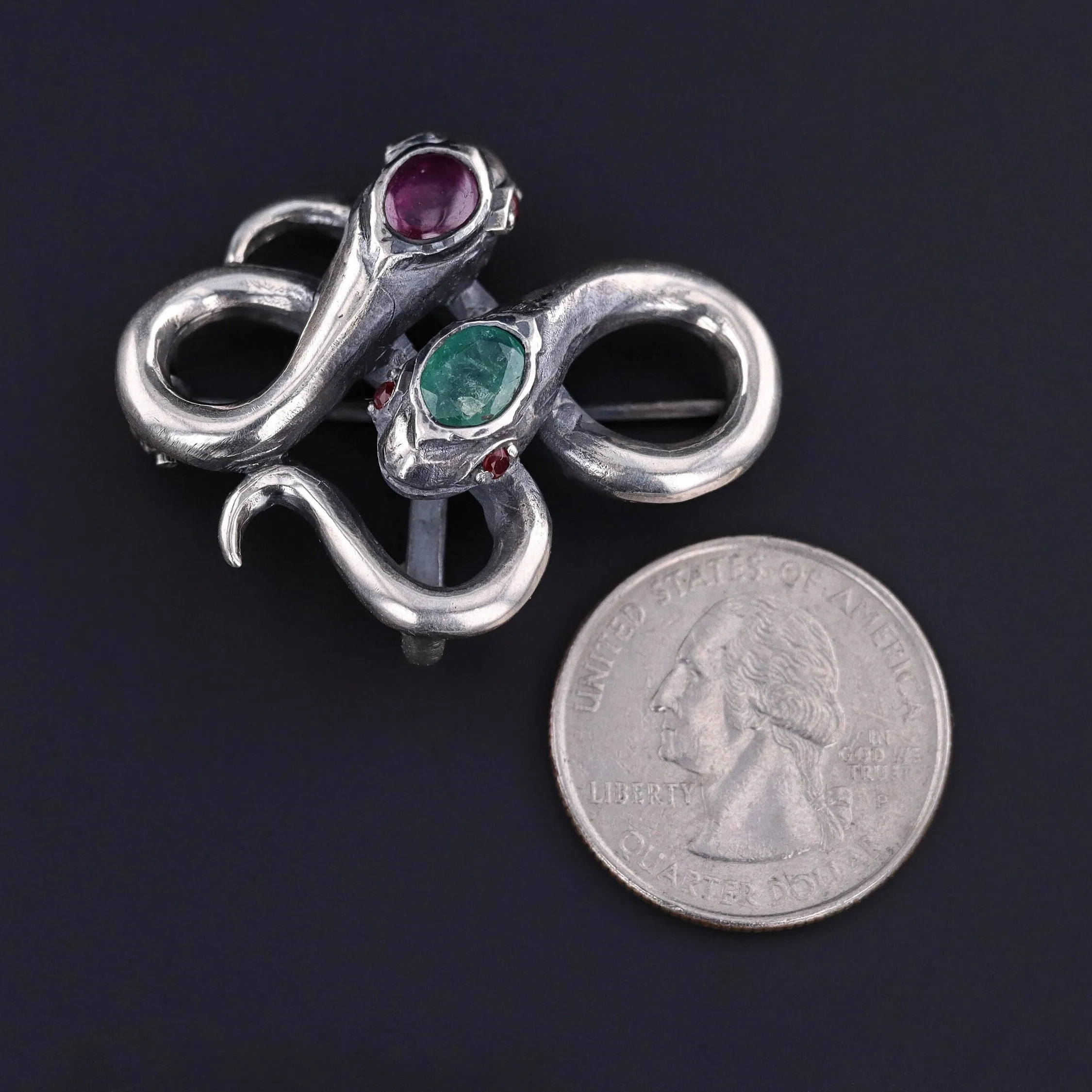 Vintage Snake Brooch of Sterling Silver