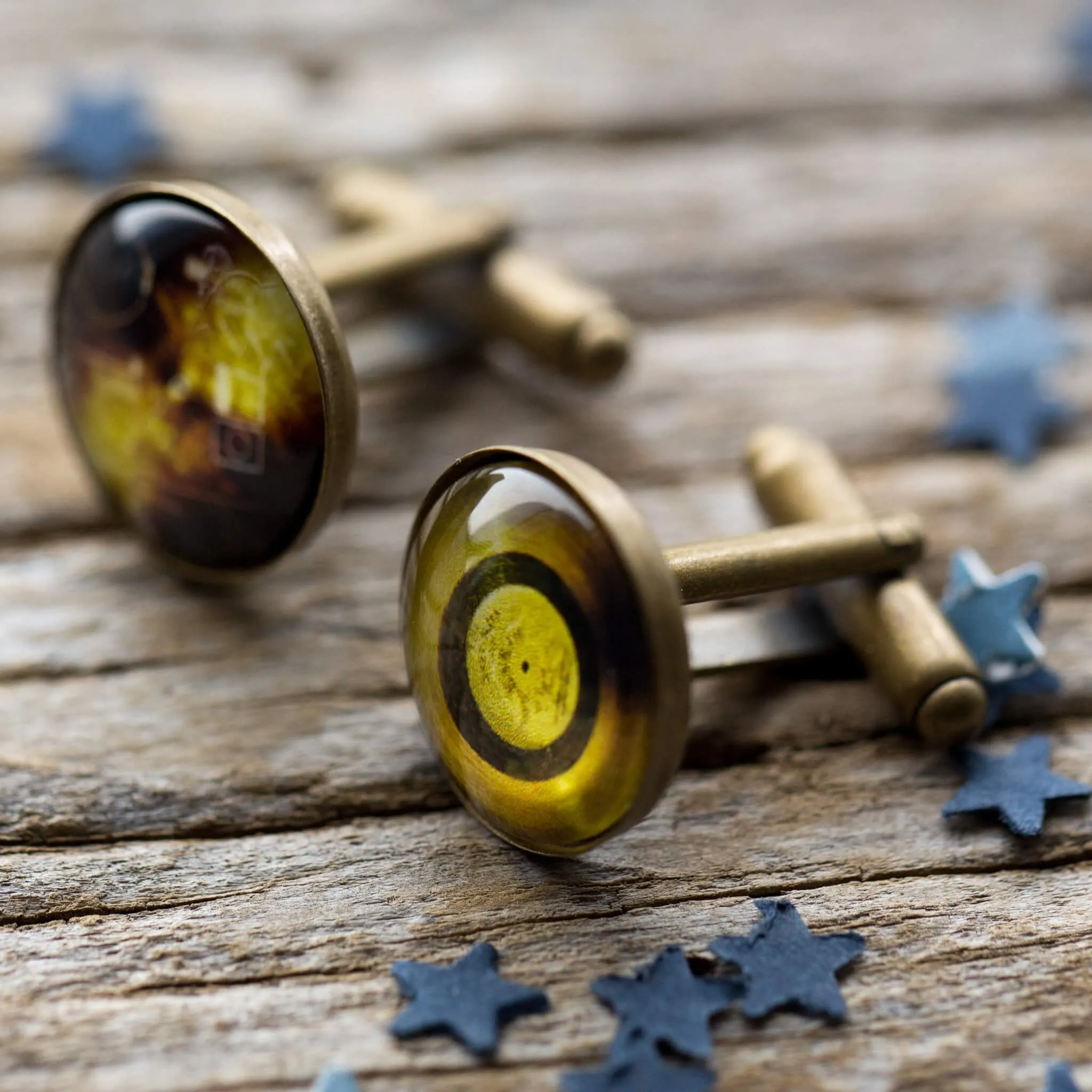 Voyager Golden Record Cufflinks - Antique Bronze Design Celebrating Humanity's Message in Space
