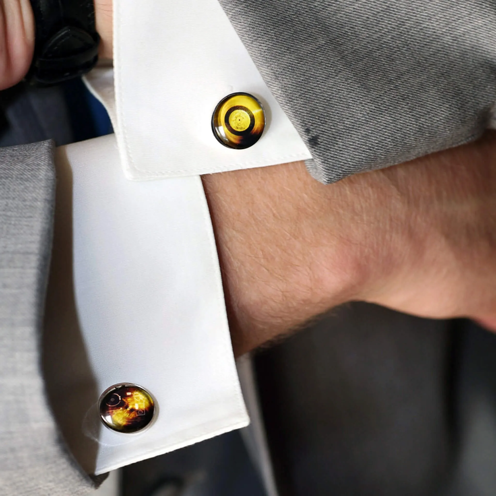 Voyager Golden Record Cufflinks - Antique Bronze Design Celebrating Humanity's Message in Space