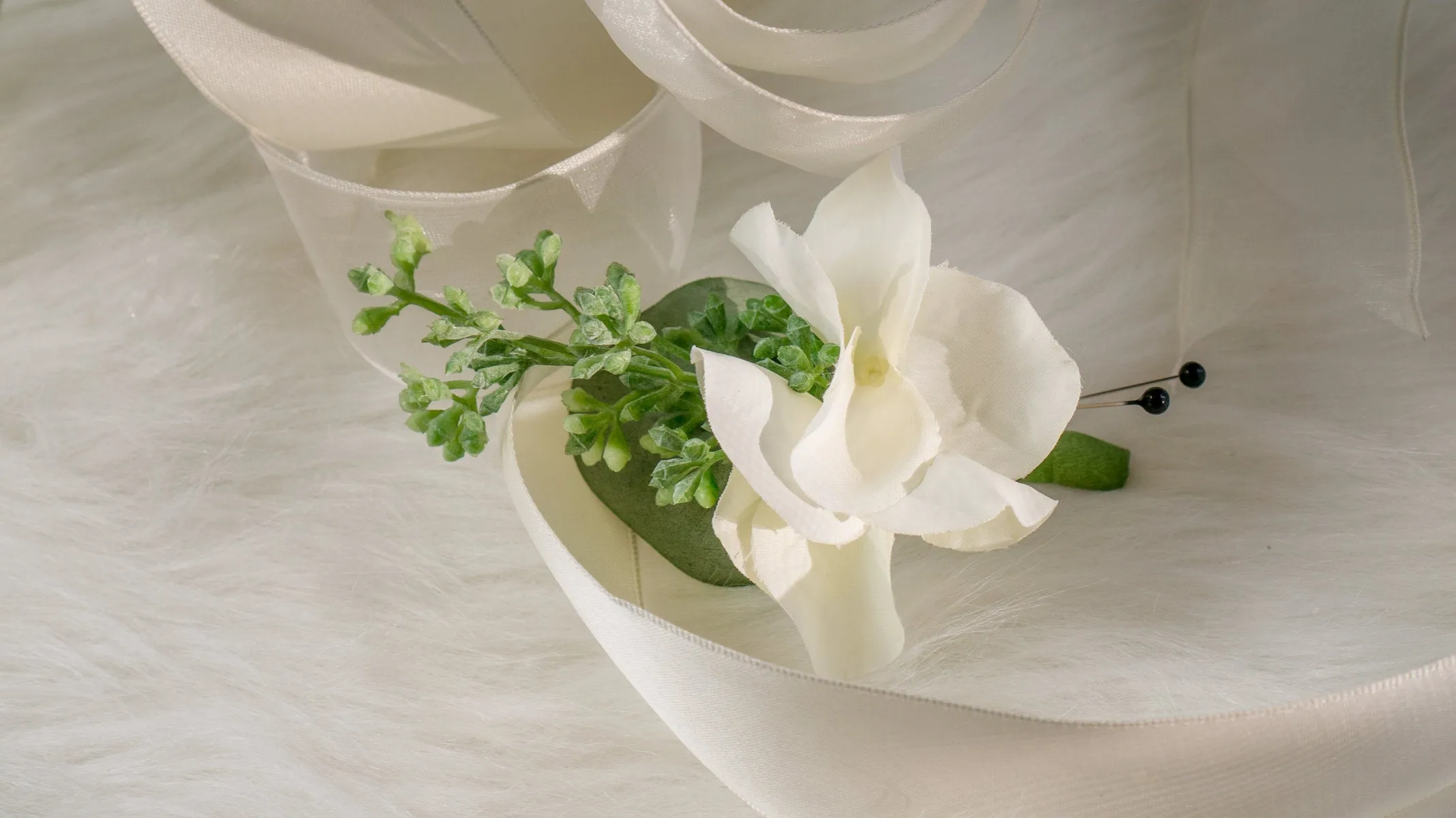 White Flower Eucalyptus Boutonniere