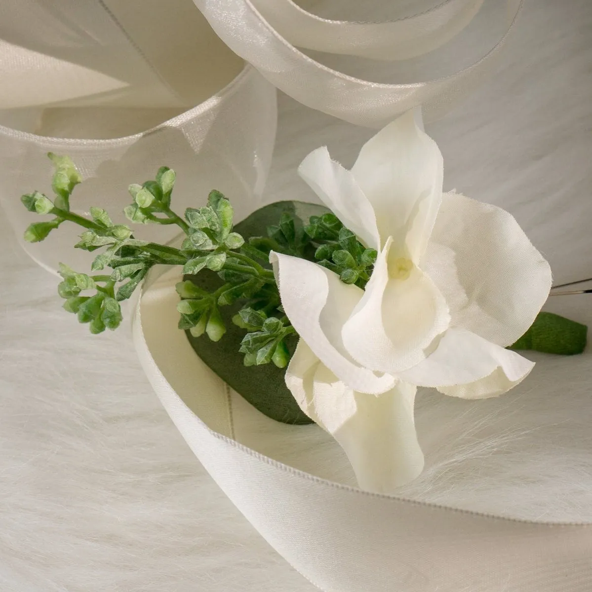White Flower Eucalyptus Boutonniere
