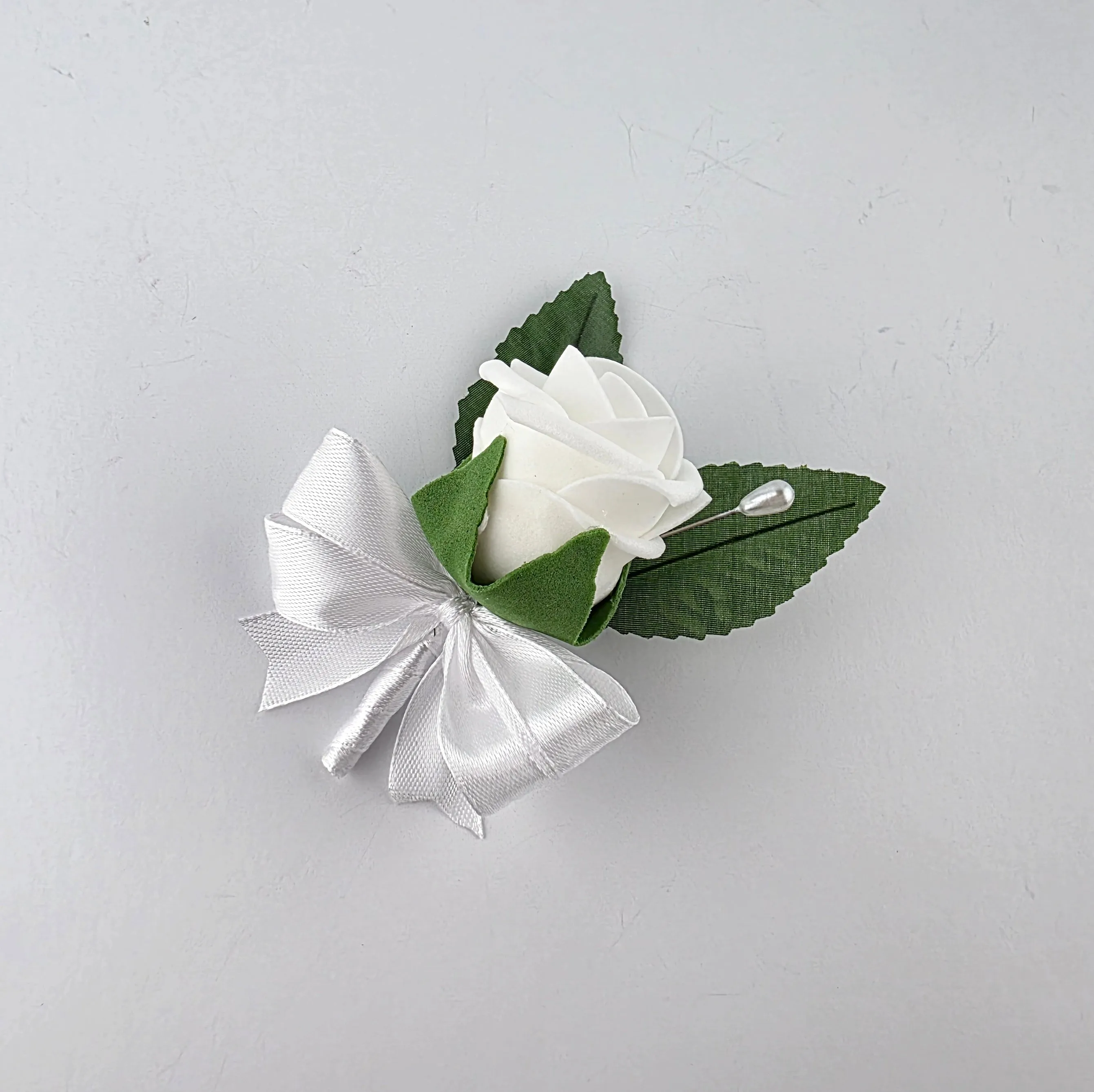 White Real Touch Kids Boutonniere and Corsage Set – Child-Sized Wedding Accessories