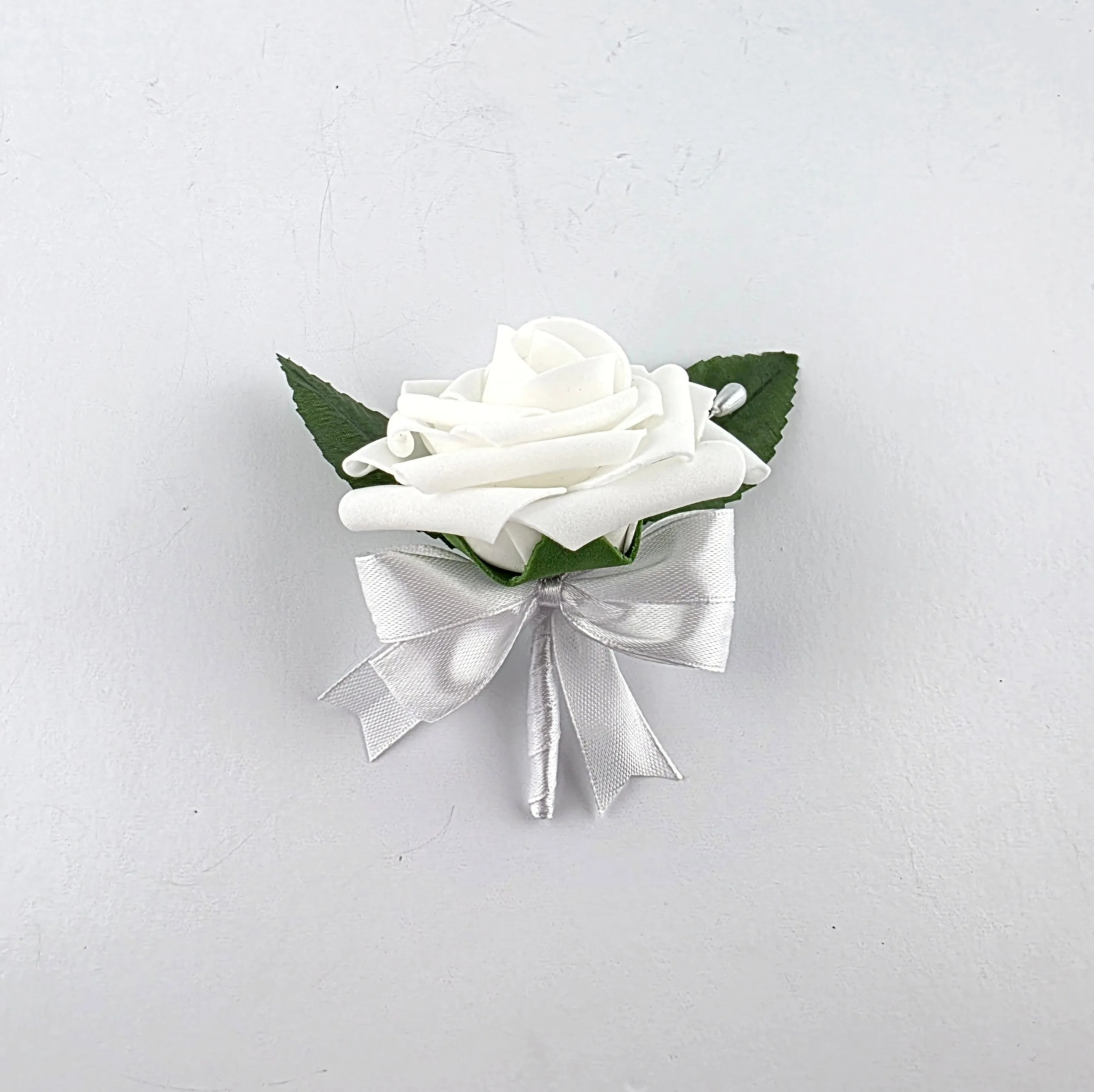 White Wedding Wrist Corsage – Real Touch Roses