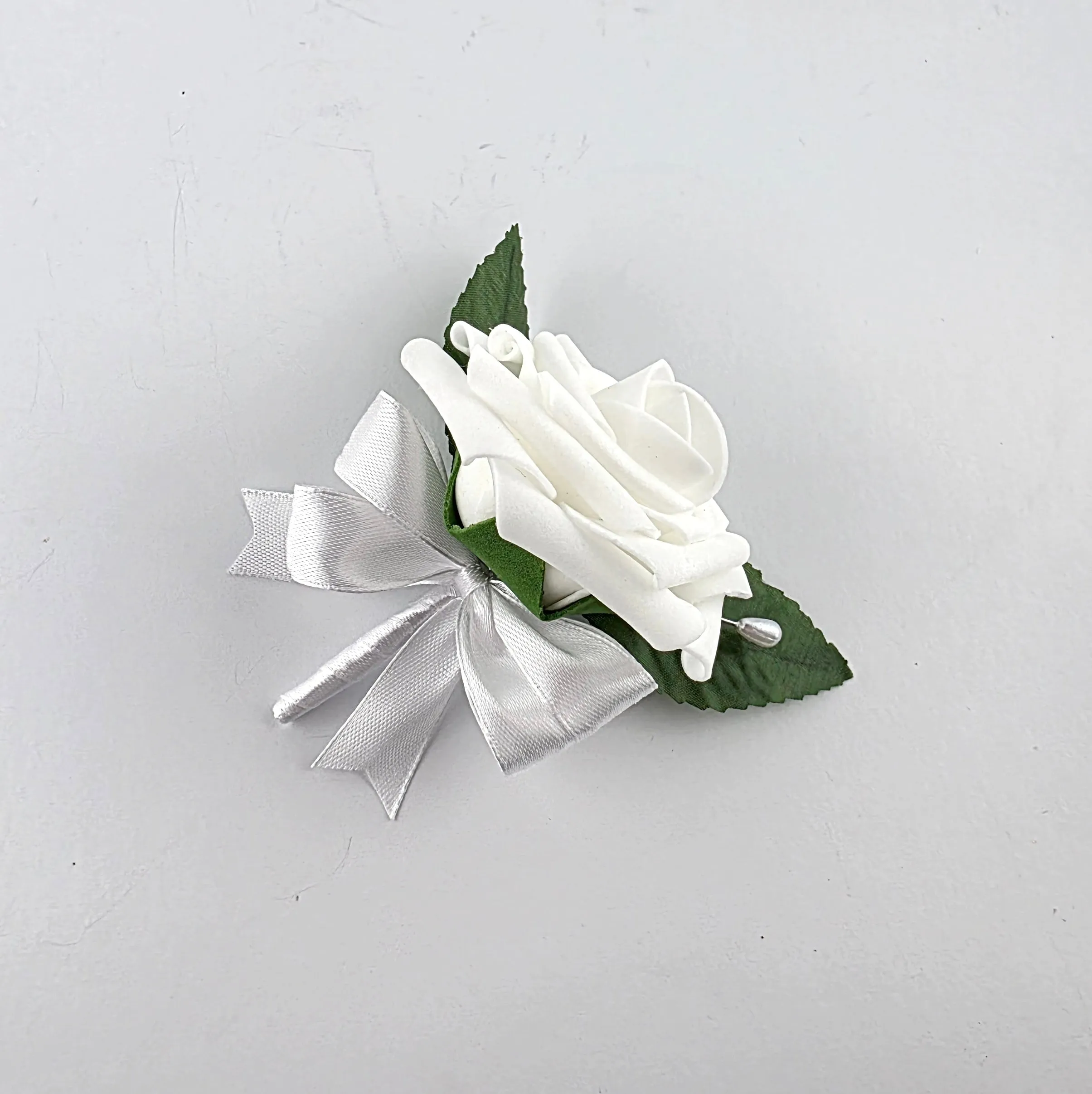 White Wedding Wrist Corsage – Real Touch Roses