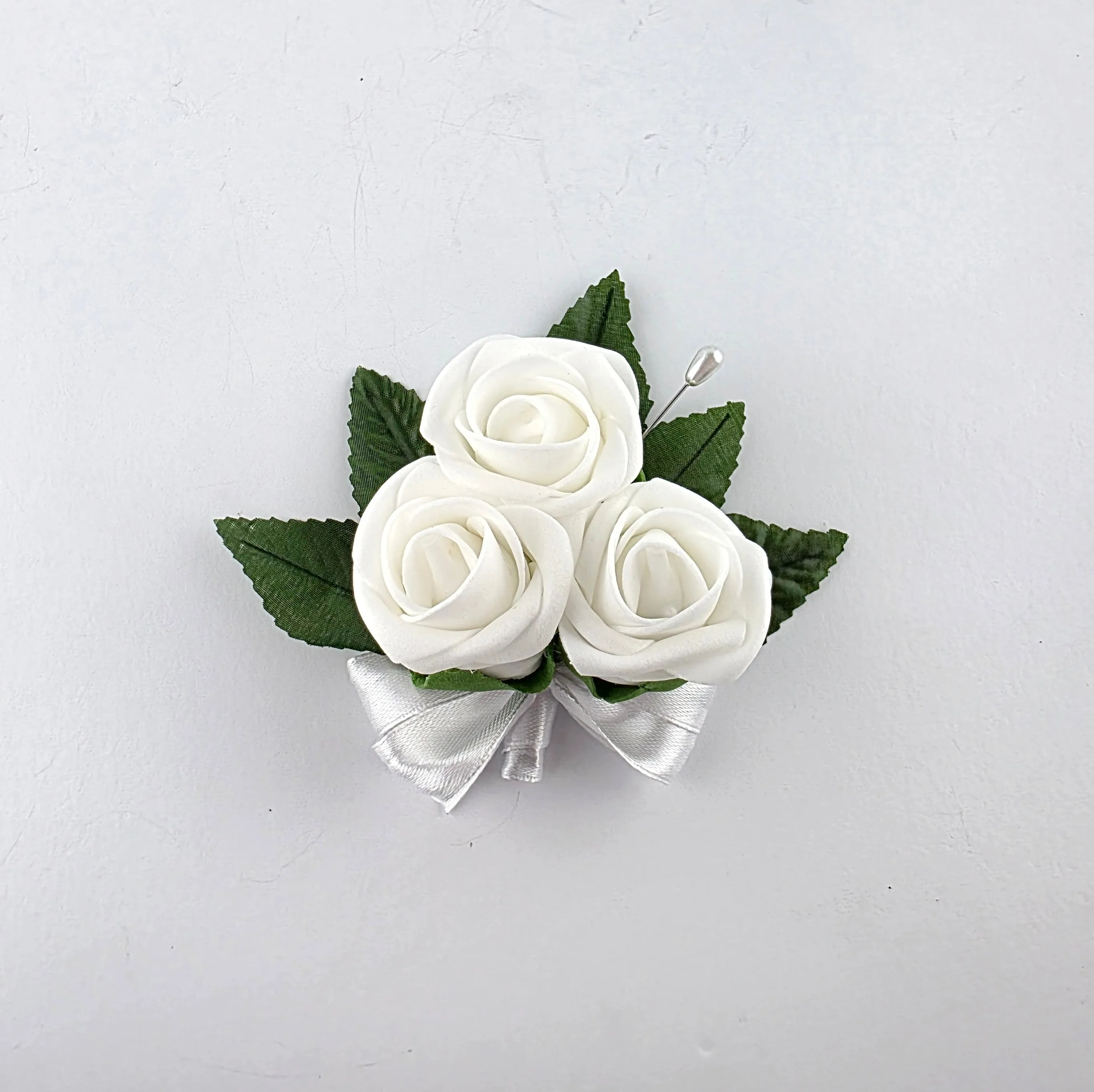 White Wedding Wrist Corsage – Real Touch Roses