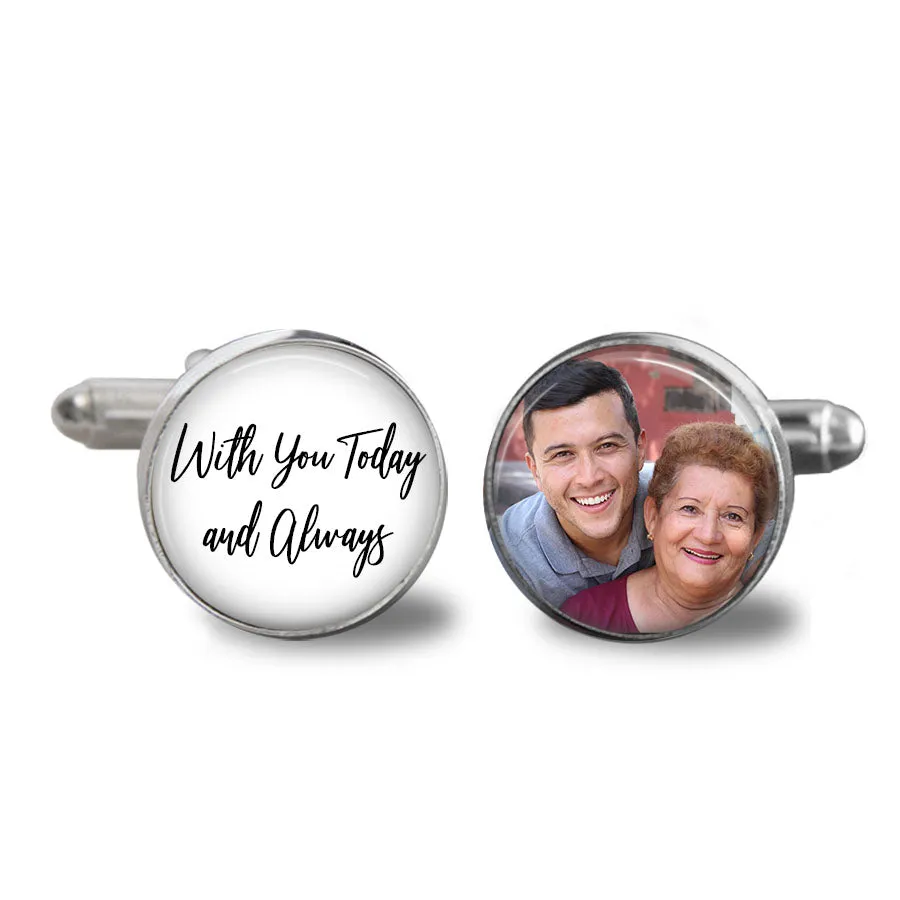 With You Today and Always- Custom Photo Cufflinks for Groom's Wedding Day