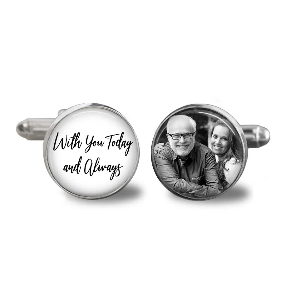 With You Today and Always- Custom Photo Cufflinks for Groom's Wedding Day