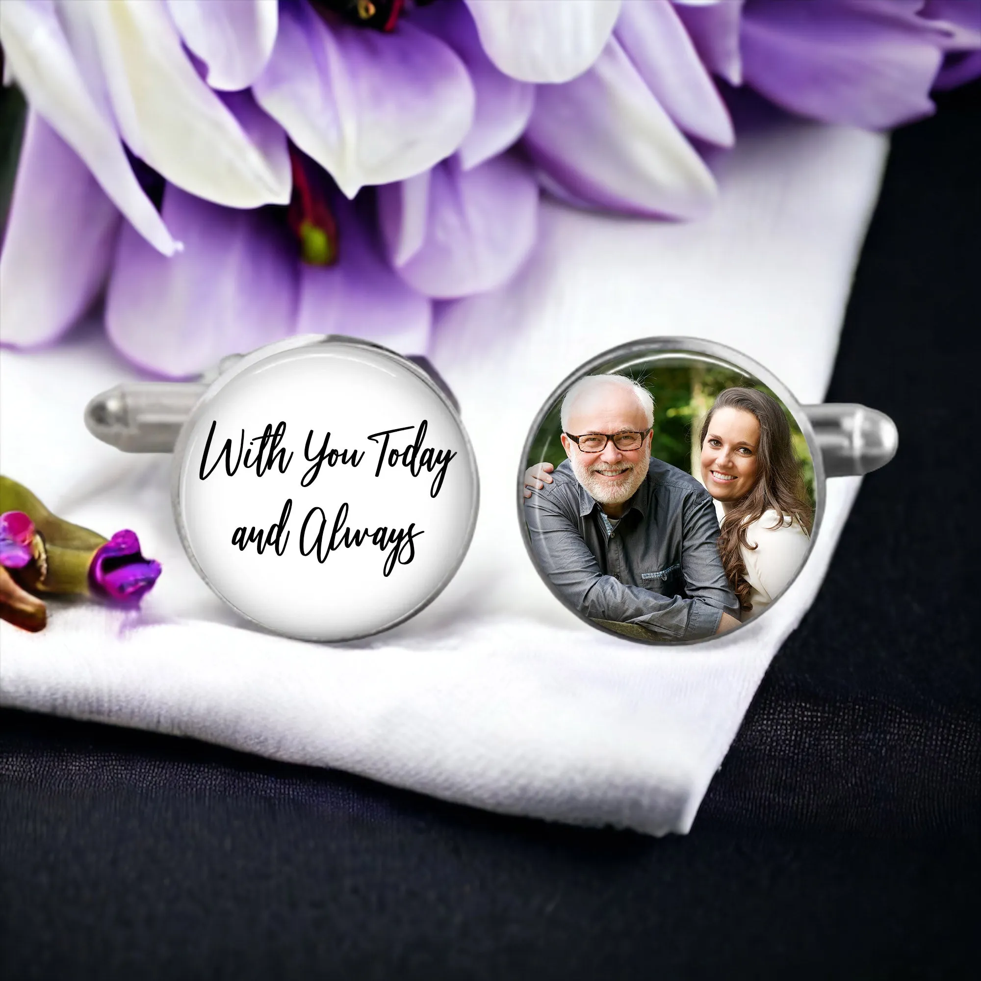 With You Today and Always- Custom Photo Cufflinks for Groom's Wedding Day