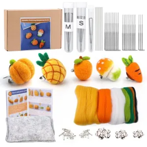 Wool Felting Kit For Beginners - Fruit & Veg Brooches