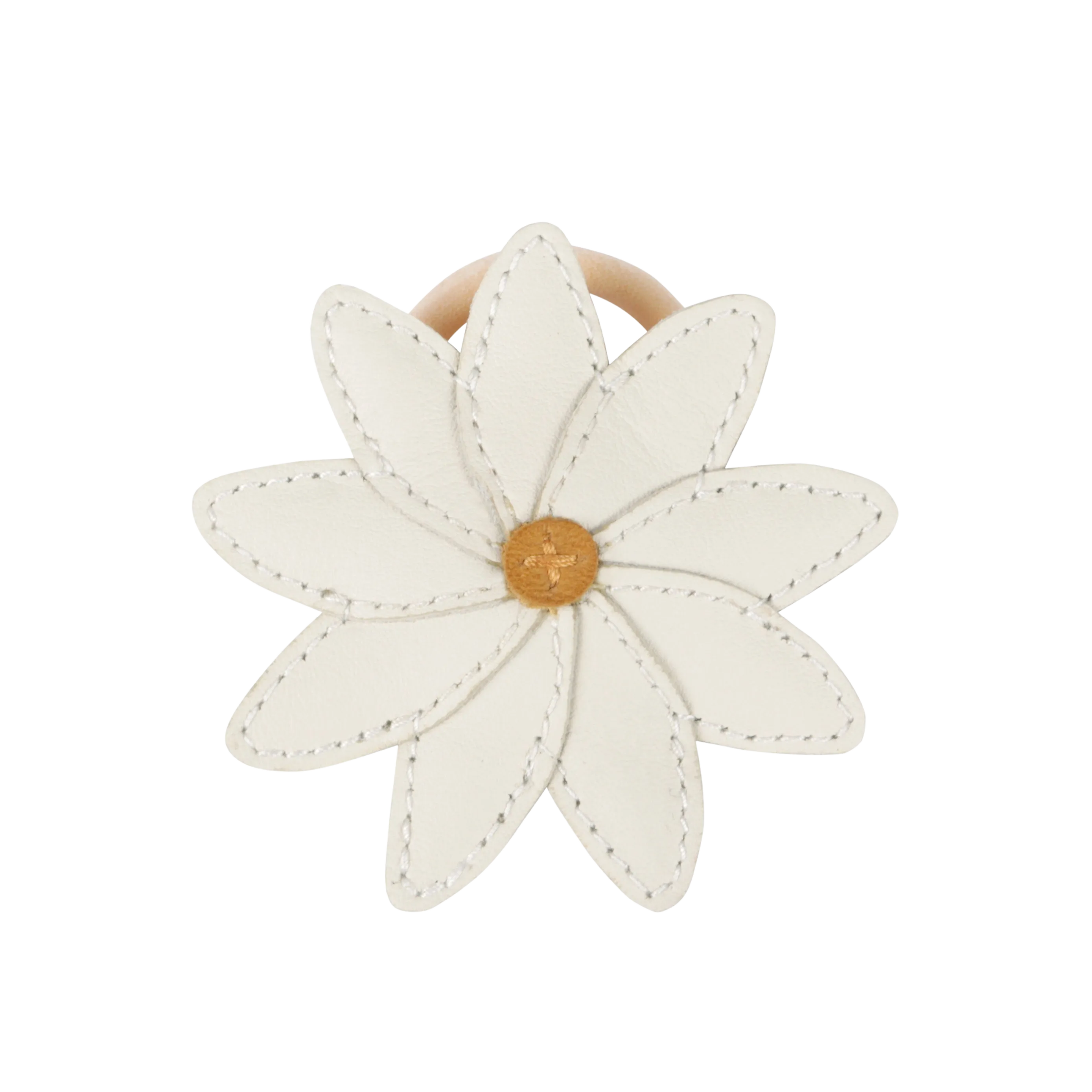 Zaza Fields Hair Tie | Daisy | Off White Leather